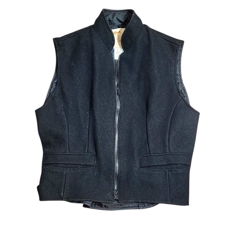 Schaefer Wool Vest Womens Size Medium Black Zip Up Western Lined USA